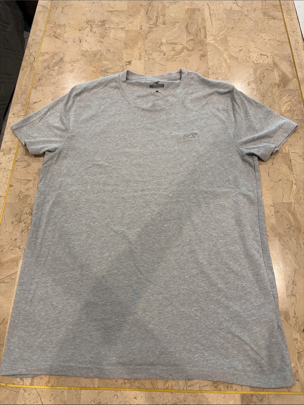 Hollister Light Gray Crew Tee with Subtle Logo